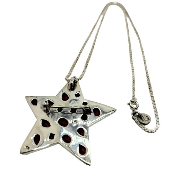 Nicky Butler Vintage Garnet gemstone Star Pendant Brooch .925 Sterling Silver - Picture 11 of 15
